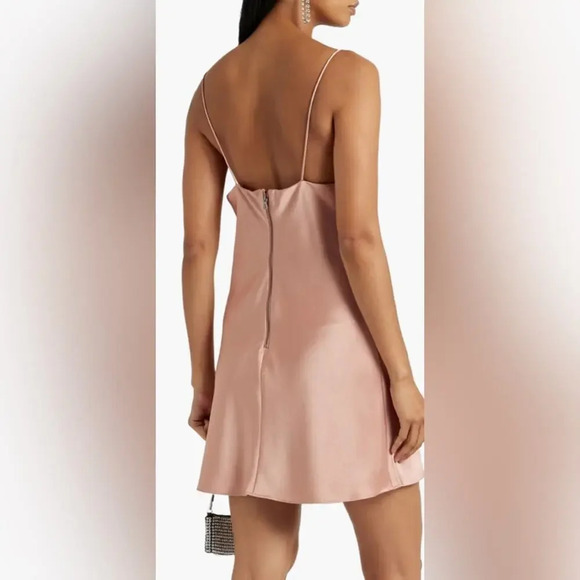 Alice + Olivia Harmony Draped Satin Crepe Mini Dress Rose Size 4 - Picture 2 of 7